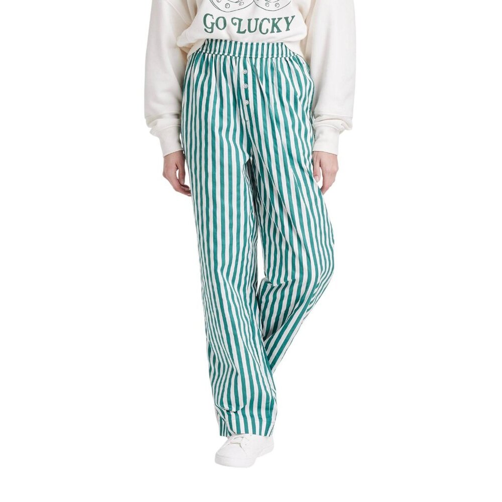 NWT Grayson Threads Patricks Day Striped Graphic Boxer Pants Green Stripe XXS